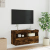 TV-seinäkaappi LED-valoilla savutammi 80x30x40 cm