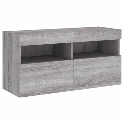 TV-seinäkaappi LED-valoilla harmaa Sonoma 80x30x40 cm