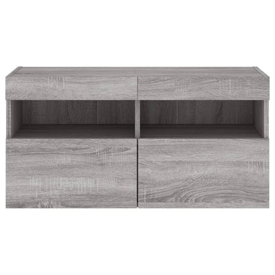 TV-seinäkaappi LED-valoilla harmaa Sonoma 80x30x40 cm