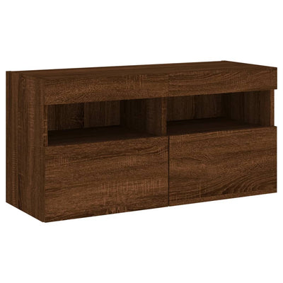 TV-seinäkaappi LED-valoilla ruskea tammi 80x30x40 cm