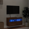 TV-seinäkaappi LED-valoilla ruskea tammi 80x30x40 cm