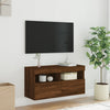 TV-seinäkaappi LED-valoilla ruskea tammi 80x30x40 cm