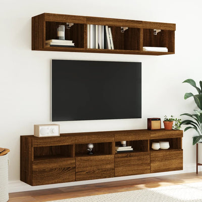 TV-seinäkaappi LED-valoilla ruskea tammi 80x30x40 cm