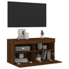 TV-seinäkaappi LED-valoilla ruskea tammi 80x30x40 cm