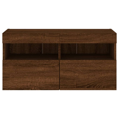 TV-seinäkaappi LED-valoilla ruskea tammi 80x30x40 cm