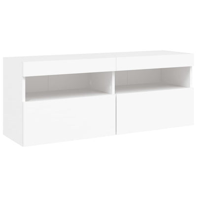 TV-seinäkaappi LED-valoilla valkoinen 100x30x40 cm