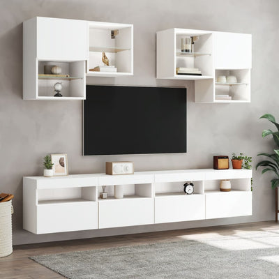 TV-seinäkaappi LED-valoilla valkoinen 100x30x40 cm