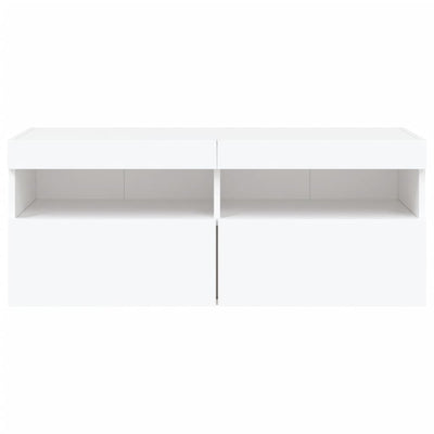 TV-seinäkaappi LED-valoilla valkoinen 100x30x40 cm