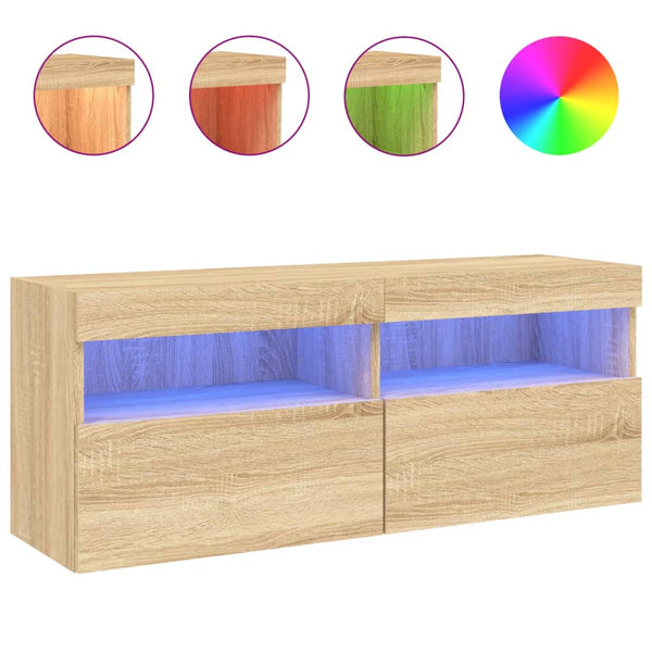 TV-seinäkaappi LED-valoilla Sonoma-tammi 100x30x40 cm