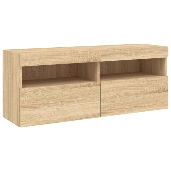 TV-seinäkaappi LED-valoilla Sonoma-tammi 100x30x40 cm