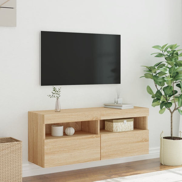 TV-seinäkaappi LED-valoilla Sonoma-tammi 100x30x40 cm