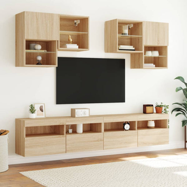 TV-seinäkaappi LED-valoilla Sonoma-tammi 100x30x40 cm