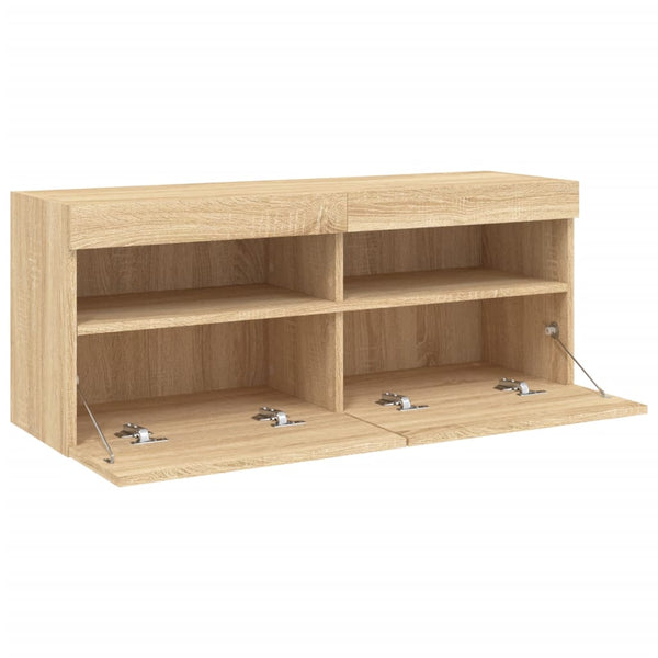TV-seinäkaappi LED-valoilla Sonoma-tammi 100x30x40 cm
