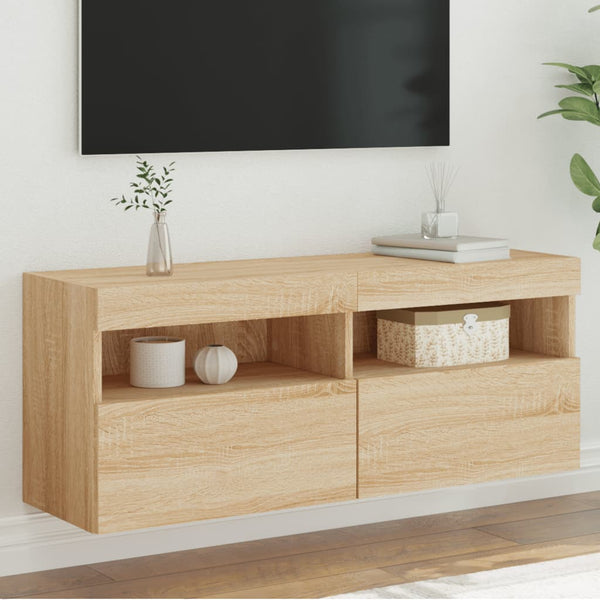 TV-seinäkaappi LED-valoilla Sonoma-tammi 100x30x40 cm