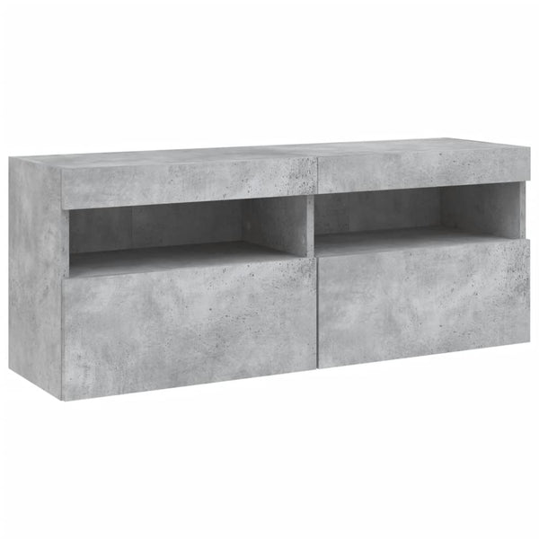 TV-seinäkaappi LED-valoilla betoninharmaa 100x30x40 cm