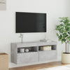 TV-seinäkaappi LED-valoilla betoninharmaa 100x30x40 cm