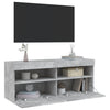 TV-seinäkaappi LED-valoilla betoninharmaa 100x30x40 cm