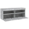 TV-seinäkaappi LED-valoilla betoninharmaa 100x30x40 cm
