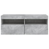 TV-seinäkaappi LED-valoilla betoninharmaa 100x30x40 cm