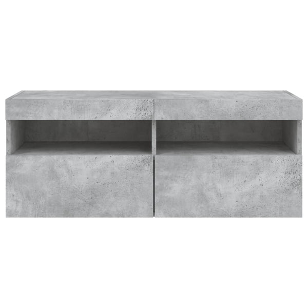 TV-seinäkaappi LED-valoilla betoninharmaa 100x30x40 cm
