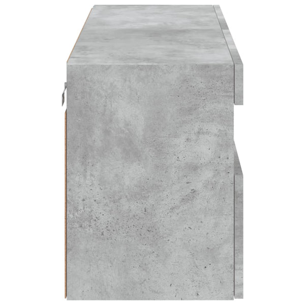 TV-seinäkaappi LED-valoilla betoninharmaa 100x30x40 cm