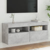 TV-seinäkaappi LED-valoilla betoninharmaa 100x30x40 cm