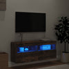 TV-seinäkaappi LED-valoilla savutammi 100x30x40 cm