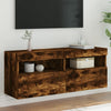 TV-seinäkaappi LED-valoilla savutammi 100x30x40 cm