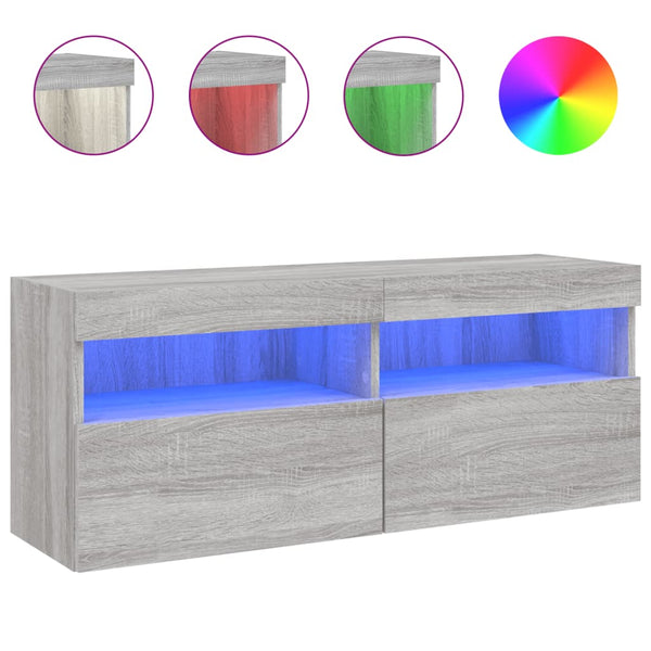 TV-seinäkaappi LED-valoilla harmaa Sonoma 100x30x40 cm