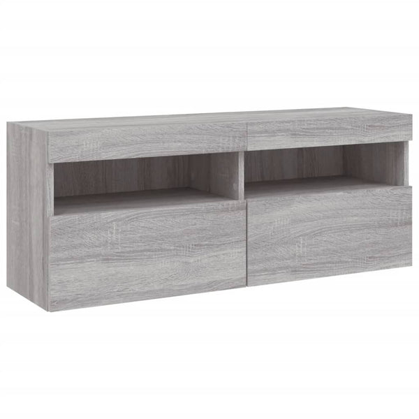 TV-seinäkaappi LED-valoilla harmaa Sonoma 100x30x40 cm