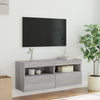 TV-seinäkaappi LED-valoilla harmaa Sonoma 100x30x40 cm