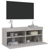 TV-seinäkaappi LED-valoilla harmaa Sonoma 100x30x40 cm