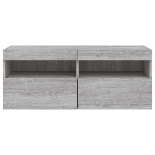 TV-seinäkaappi LED-valoilla harmaa Sonoma 100x30x40 cm