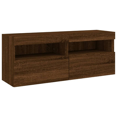TV-seinäkaappi LED-valoilla ruskea tammi 100x30x40 cm