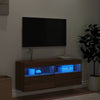 TV-seinäkaappi LED-valoilla ruskea tammi 100x30x40 cm