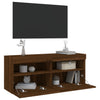 TV-seinäkaappi LED-valoilla ruskea tammi 100x30x40 cm