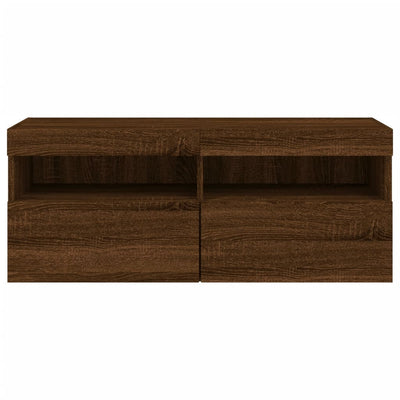 TV-seinäkaappi LED-valoilla ruskea tammi 100x30x40 cm