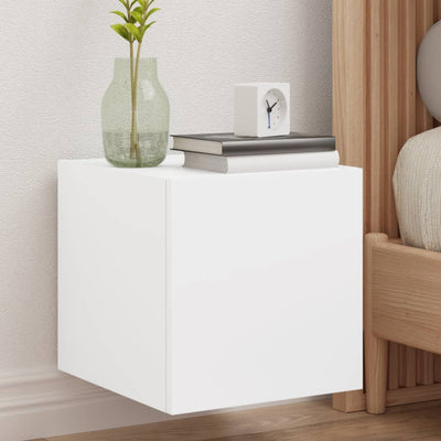 Valkoinen tv-seinäkaappi Genutu 30,5x35x30cm (led-valoilla)