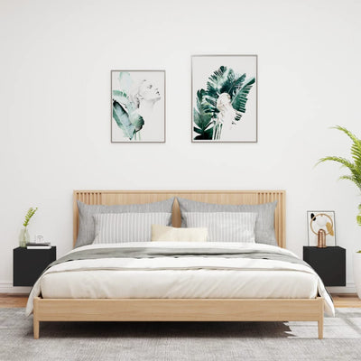 TV-seinäkaapit LED-valoilla 2 kpl musta 30,5x35x30 cm