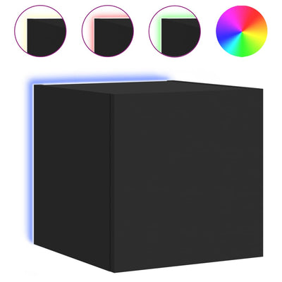 TV-seinäkaapit LED-valoilla 2 kpl musta 30,5x35x30 cm