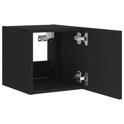 TV-seinäkaapit LED-valoilla 2 kpl musta 30,5x35x30 cm