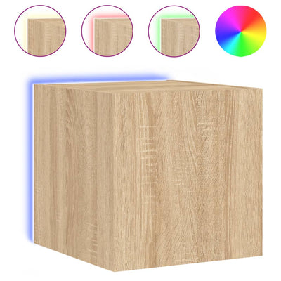 TV-seinäkaappi LED-valoilla Sonoma-tammi 30,5x35x30 cm