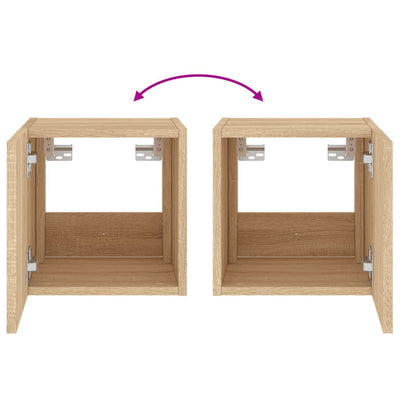 Sonoma-tammi tv-seinäkaappi Genutu 30,5x35x30cm (led-valoilla)