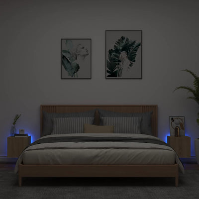 TV-seinäkaapit LED-valoilla 2 kpl Sonoma-tammi 30,5x35x30 cm