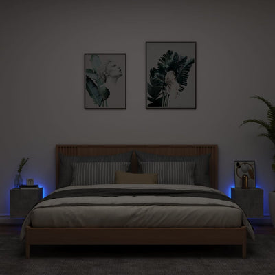 TV-seinäkaapit LED-valoilla 2 kpl betoninharmaa 30,5x35x30 cm