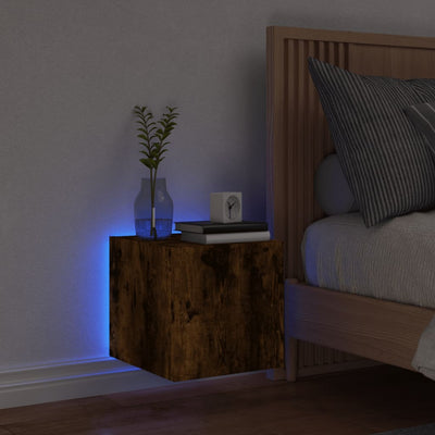 TV-seinäkaappi LED-valoilla savutammi 30,5x35x30 cm