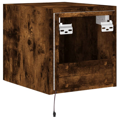 TV-seinäkaappi LED-valoilla savutammi 30,5x35x30 cm
