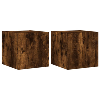 TV-seinäkaapit LED-valoilla 2 kpl savutammi 30,5x35x30 cm