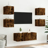 TV-seinäkaapit LED-valoilla 2 kpl savutammi 30,5x35x30 cm