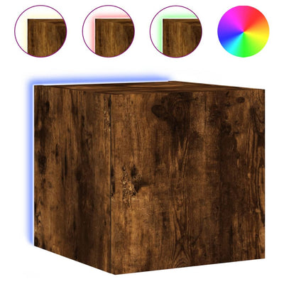 TV-seinäkaapit LED-valoilla 2 kpl savutammi 30,5x35x30 cm
